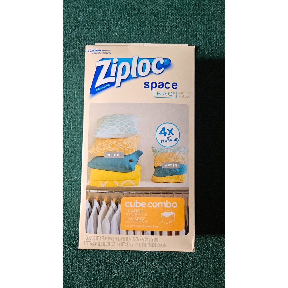 Ziploc Vacuum Seal Space Saver Bags | 1 Large & 1 XL | Home Storage